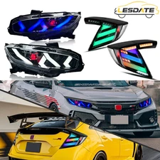 LED Headlight+RGB Tail Light for Honda Civic Hatchback 2016-2021 Front Rear Lamp