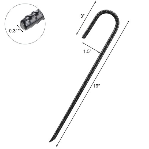16 Zoll Bewehrung Pfähle Schwerlast 10er Pack J-Form Zeltpfähle Bodenanker St... - Bild 4 von 7