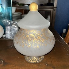 Labrazel Frosted Glass Vanity-Apothecary Jar Tall-Gold Splatter -Made Italy .