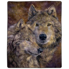Full Queen Size Luxury Mink Blanket Wolf Pair Super Soft 74 x 91 Inch 7.5 lbs