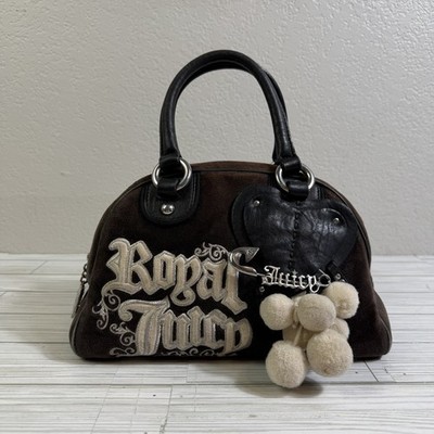Juicy Couture Y2K Velour Bowler Bag Royal Juicy Black Brown Vintage Rare Read