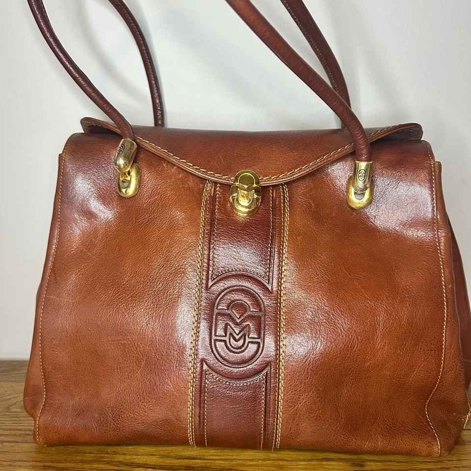 Marino Orlandi коричневый кожаный Дамская сумка коричневый Weekender сумка с короткими ручками - Изображение 2 из 4