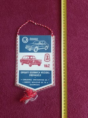 Alter Auto wimpel:  AUTOSERVICE ČSAO OLOMOUC * ŠKODA * VAZ * TATRA