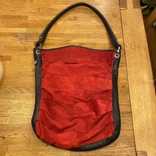 Owen Barry genuine red suede with black leather trim handbag bag