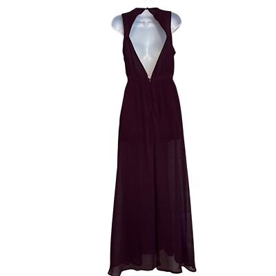 Tobi Formal Maxi Dress Purple Double Front Slit Open Back Sleeveless Size S  | eBay