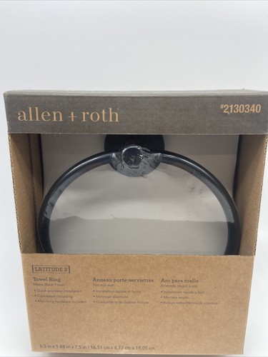 Gatco Allen + Roth Latitude 2 Black Wall Mount Towel Ring #2130340 - Brand New - Picture 5 of 5