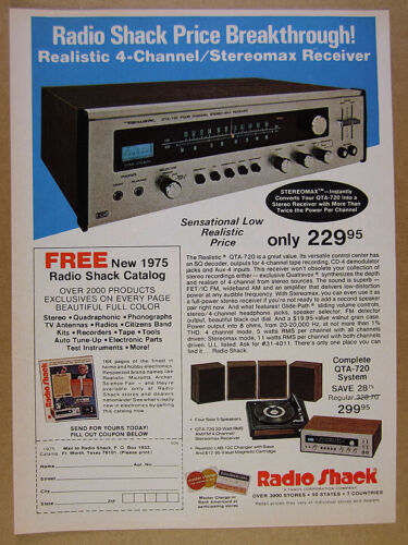 1975 Realistic QTA-720 Stereo Receiver photo radio shack vintage print Ad - Picture 1 of 1