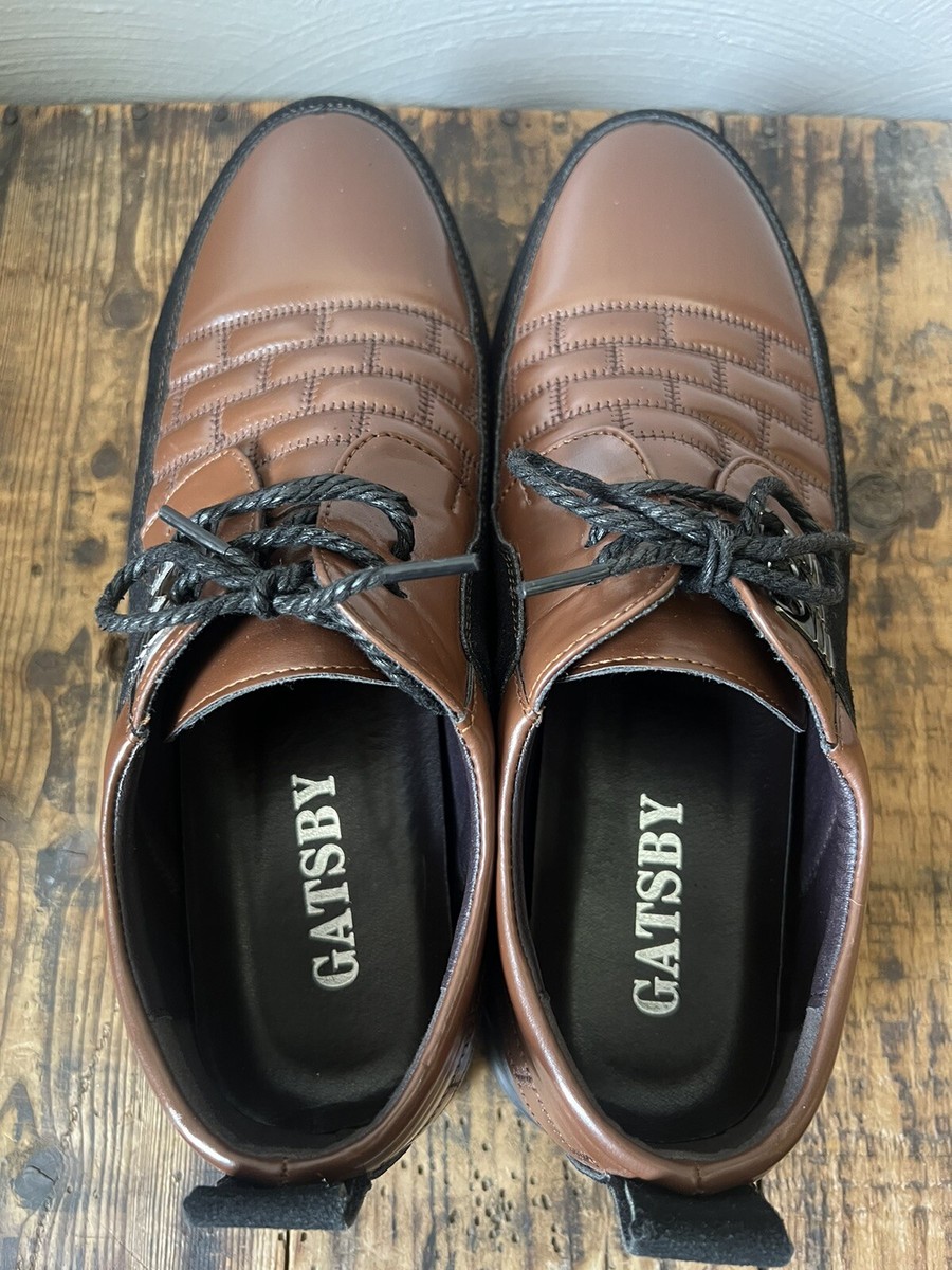 Gatsby Oxford Derby Brown/Black Leather Shoes Mens 9.5 | eBay display picture 2