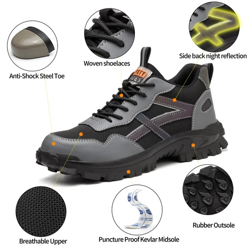 【Heavy Duty】Mens Work Boots Safety Shoes Steel Toe Cap Sneakers Lightweight - Imagen 4 de 41