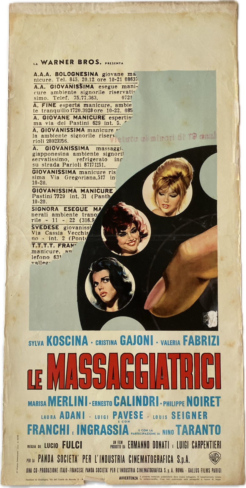 Locandina originale film Le massaggiatrici (1962) - Regia di Lucio Fulci
