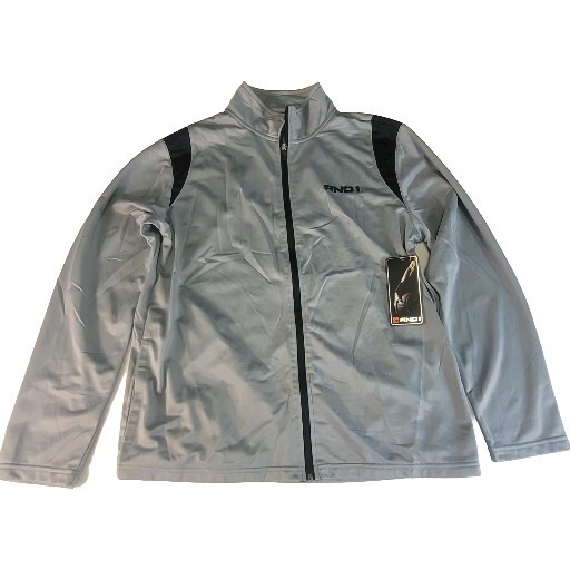 AND1 Jacket Male Large Full Zip Lightweight Gray Coat New With Tags