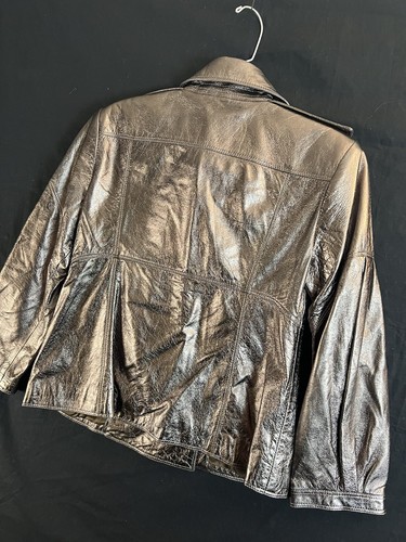 Burberry Lambskin Leather Metallic Short Trench Coat Jacket Womens US 6 Slim Fit - Picture 11 of 21