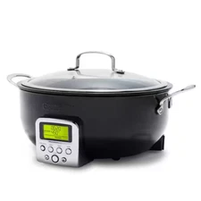 GreenPan Elite Essential Smart Electric 6 QT Skillet STEAMER & TOOL NEW-BLACK