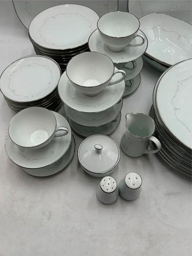 58) PCS--NORITAKE WHITEBROOK--- 8) 5 PC PLACE SETTINGS + EXTRAS -- JAPAN - Picture 4 of 11