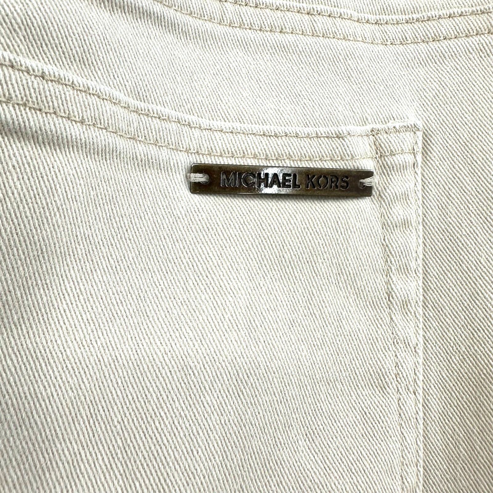 Michael Kors Size 12 Jeans White Light Wash Skinny Fit Denim Button thumbnail 3