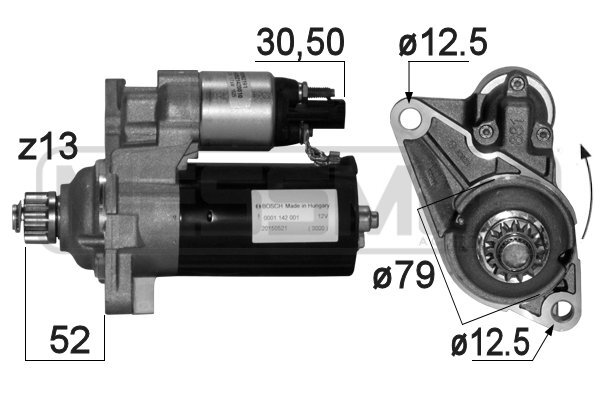 ERA Anlasser Starter 1.7Kw FüR VW Polo Skoda Fabia II Combi 220877A-image