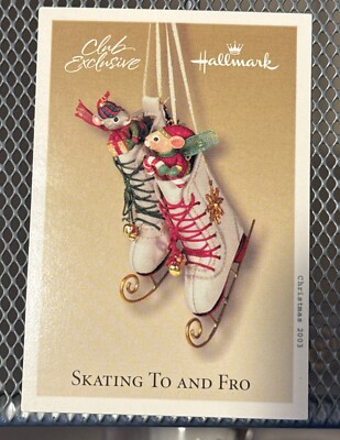 Ornement Hallmark Keepsake 2003 – Souris Patineuse « Skating Aller-Retour » – Exclusivité Club, Neuf En Boîte