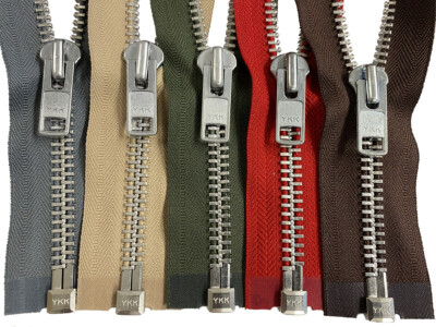YKK #10 22'' - 36'' Aluminum Metal Separating Zippers Extra Heavy-Duty Jacket
