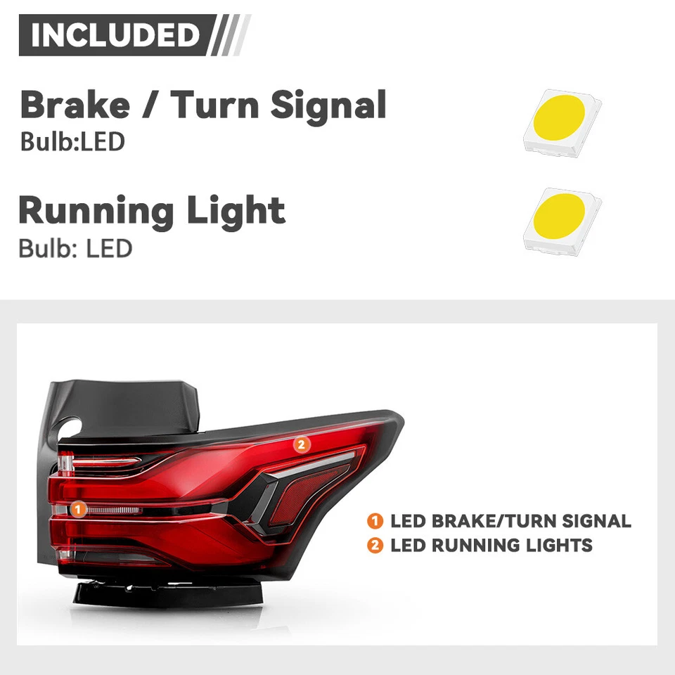 Luz trasera LED para Chevy Traverse 2022-2024 con bombilla exterior freno lateral pasajero Foto 3 de 4