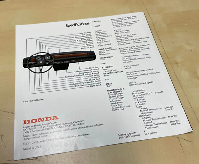 Vintage Original 1975 Honda Civic CVCC Sedan Hatchback 5-Speed