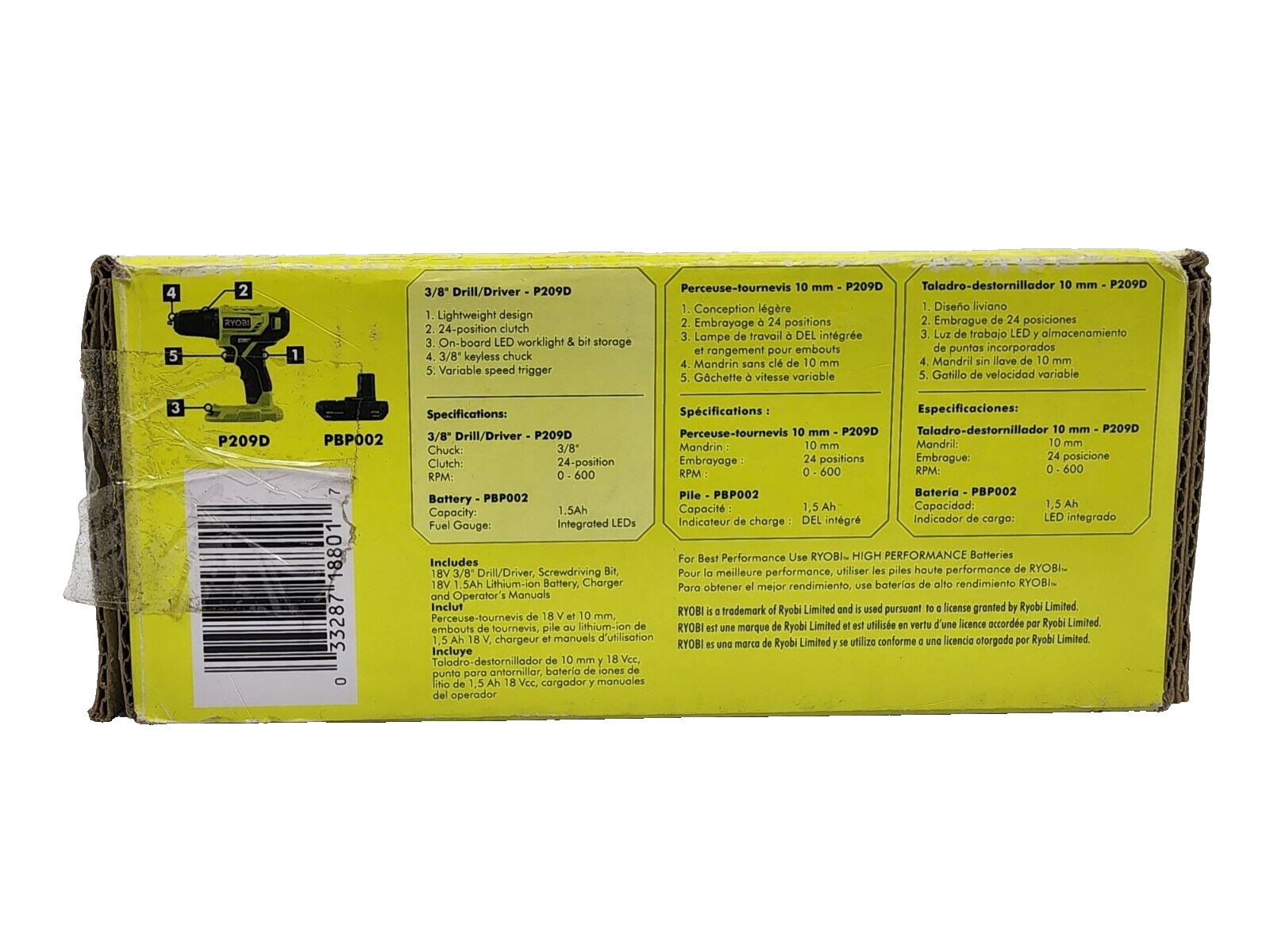 Ryobi PDD209K One Plus 18V Drill / Driver Kit