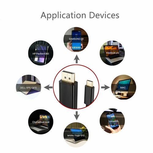 2m USB 3.1 Type C to DP Display Port 4K 2K Thunderbolt Cable Lead Adapter Black - Picture 6 of 10