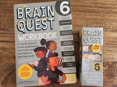 NEW Children's Fun Learning Brain Quest Workbook & Flash Cards | Grade 6
