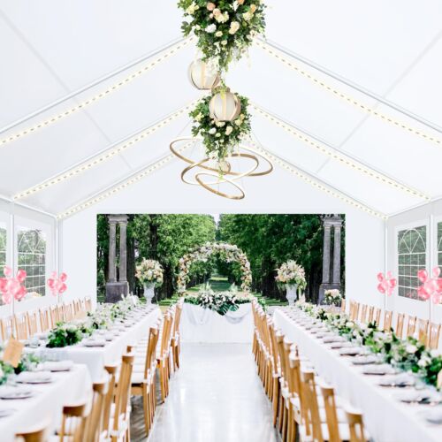 Partyzelt 6x6m Metall Gartenzelt Hochzeitszelt Familienfeiern Pavillon Zelt DE - Bild 7 von 8