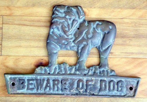 cast iron house sign - beware of the dog