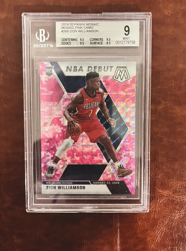 2019-20 Panini Mosaic-NBA Debut #269 Zion Williamson (RC) Pink Mosaic, BSG 9