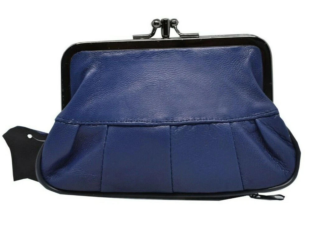 Monedero en piel ovina con boquilla doble y dos cremalleras eBay