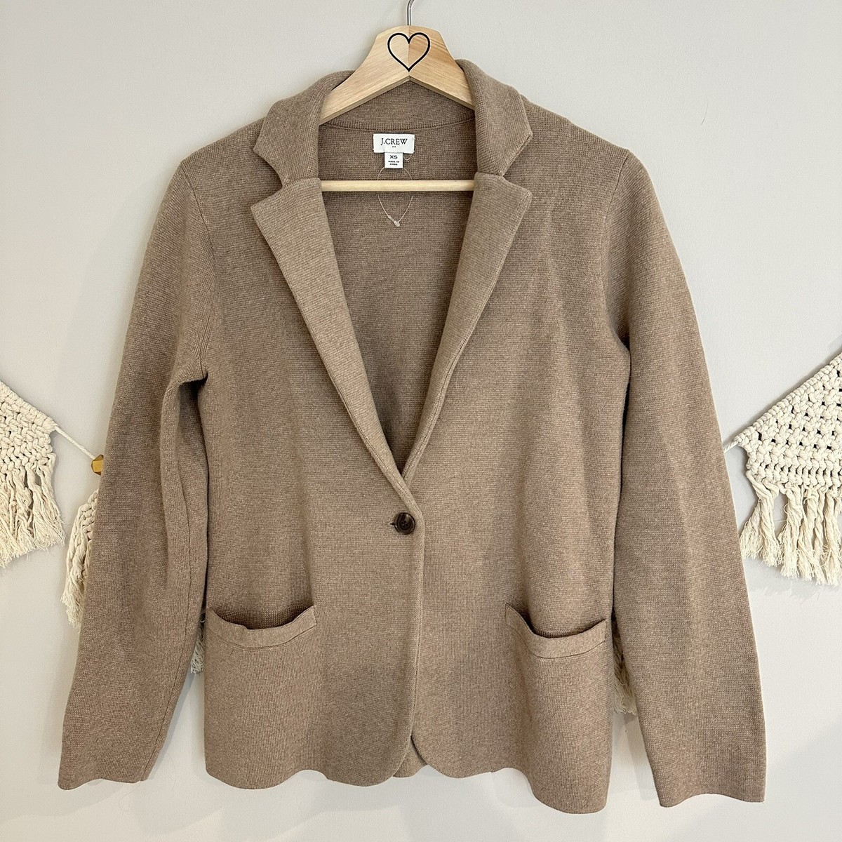 Crew Tan Schoolboy Sweater Blazer, Size Extra Small