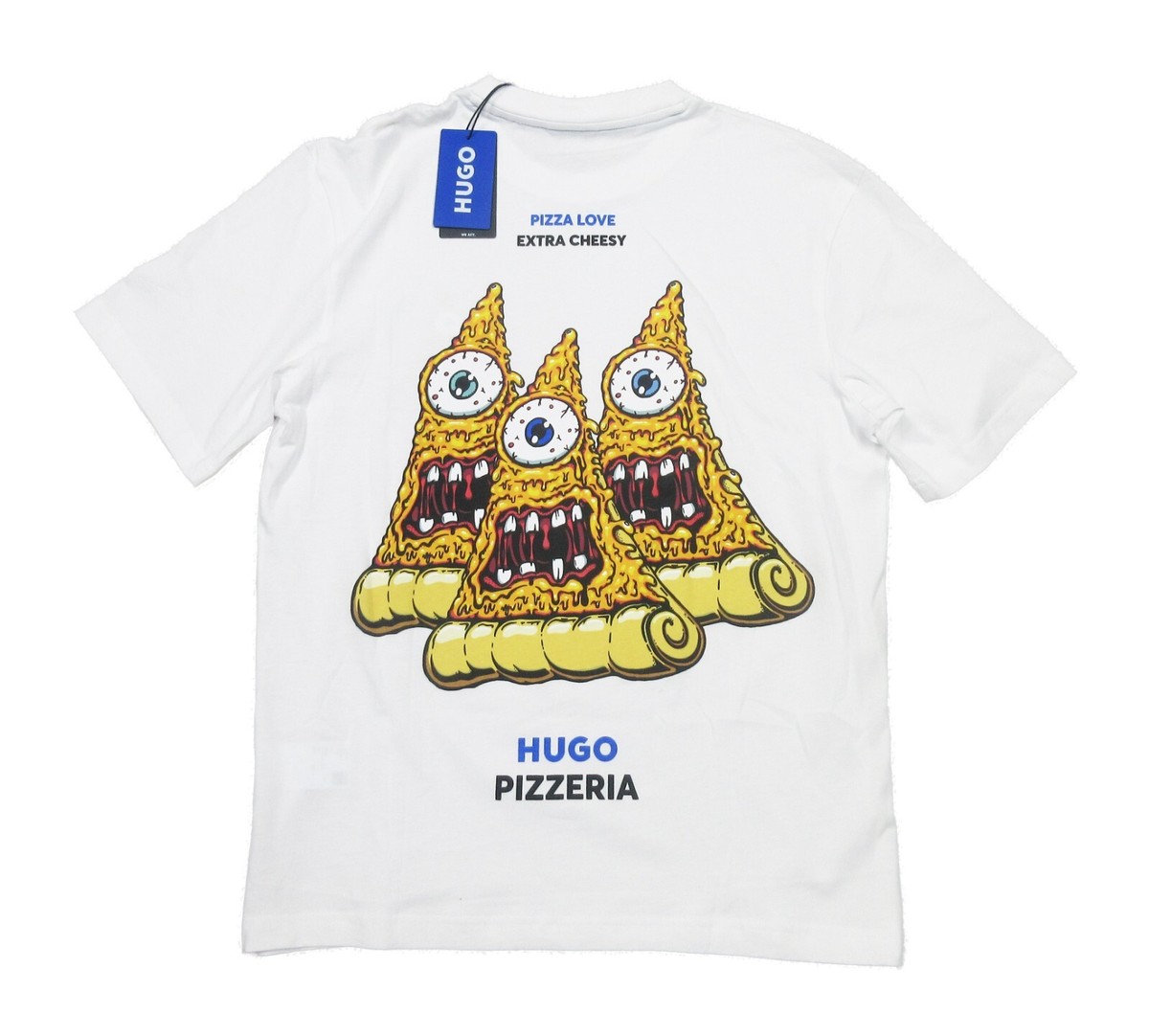 Hugo Boss Men's White Nizzerio Pizza Graphic Crew-Neck Short
