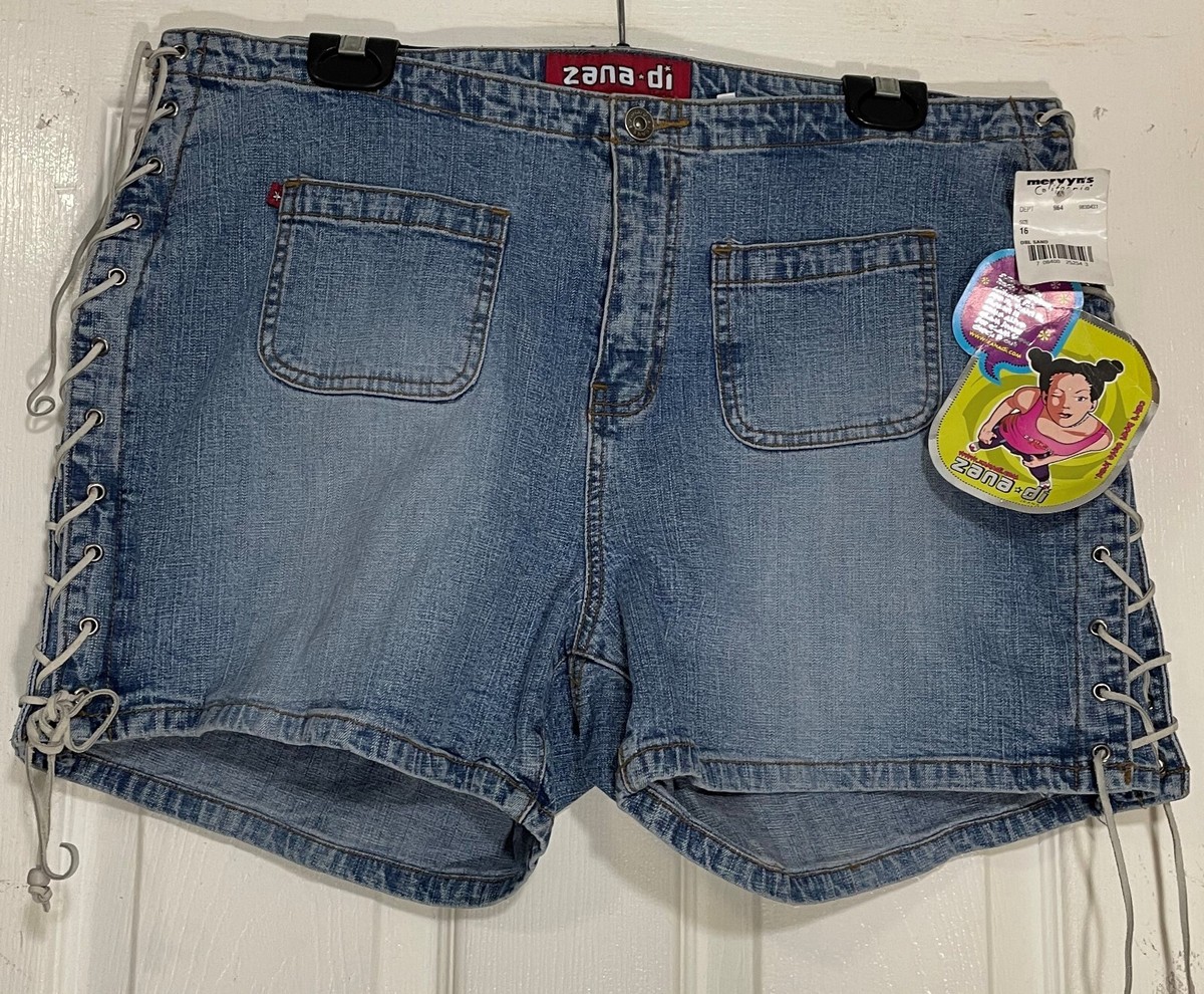 New Zena Di women denim shorts size 16 front pockets with