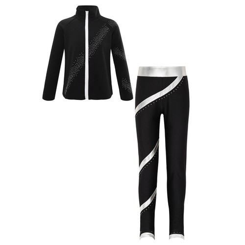 Girls Kids Ice Skating Suit Figure Skating Jacket and Pants Ice Skating Outfits - Picture 24 of 40