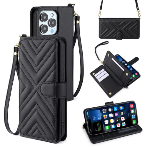 For iPhone 16e 16 15 14 13 12 11 Pro Max XR Leather Wallet Card Case Flip Cover - Picture 4 of 57