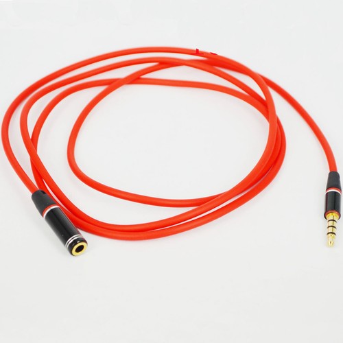 USA Red 3.5mm 4 Pole Male to Female headphone earphone Extension Audio 4Ft Cable - Picture 2 of 4