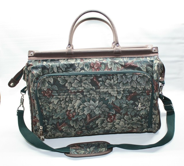 Atlantic Green Floral Tapestry Carry On Satchel Weekend Bag Luggage