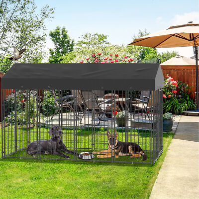 249cm Jumbo Safe Chainlink Outside Dog Kennel House Pet Animal Crate Cage Fence
