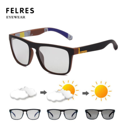 Polarized Photochromic Square Sunglasses Men Women Outdoor Driving Glasses Hot 