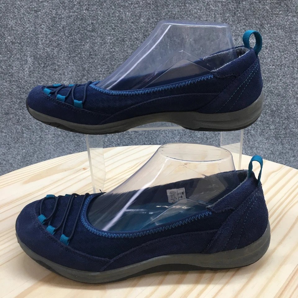 Zapatos sin cordones Lands End para mujer 8 B azul gamuza cómodos punta redonda bajos Foto 2 de 4