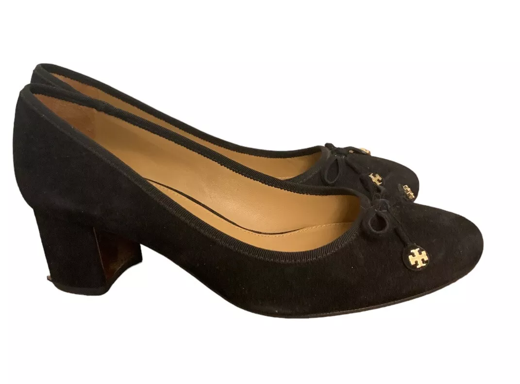 Tory burch black suede pumps sale