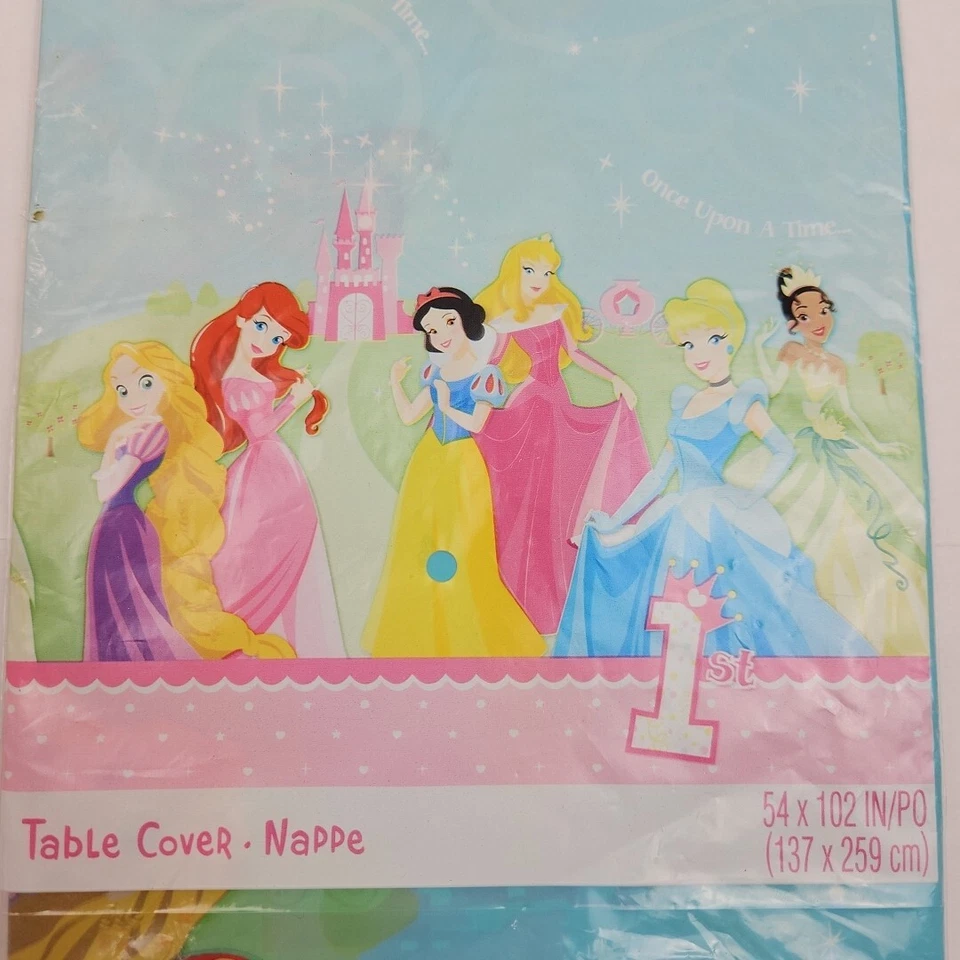 Disney Princesses 1st Birthday Plastic Table Cover 54x102 Vintage Hallmark 2012 - Image 4 of 4
