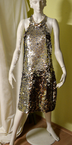 Pailletten Kleid silber schimmernd Abend Disco Cocktail Party Gr. XL
