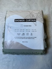 New Sage Green Textured Fabric Shower Curtain - 72" x 84" Extra Long Boho Style