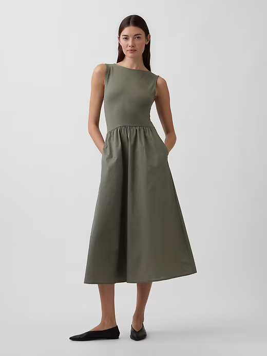 GAP Factory Sleeveless Boatneck Midi Dress Women's Casual New FreeShipping