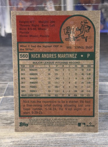 2024 Topps Heritage High Number Nick Martinez #530 Chrome /699 - Picture 2 of 2
