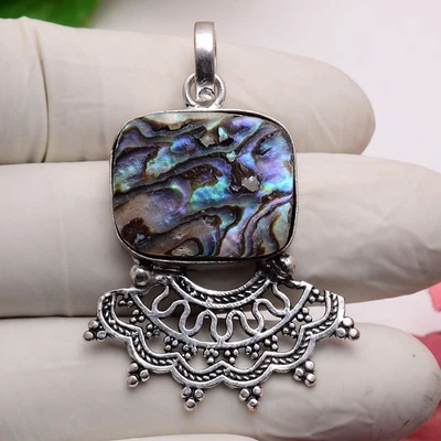 ushaqgems Vintage Anhänger Charm aus Muschelschale Natur Handmade Heilung - Bild 1 von 4