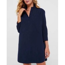 Pomander Place Shirt Dress Womens XS Navy Cotton 3/4 Sleeve Shift Tuckernuck New