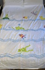 Vtg Cotton Shower Curtain Frogs Collection by Home Frogs Fish Turtles 72  x72  